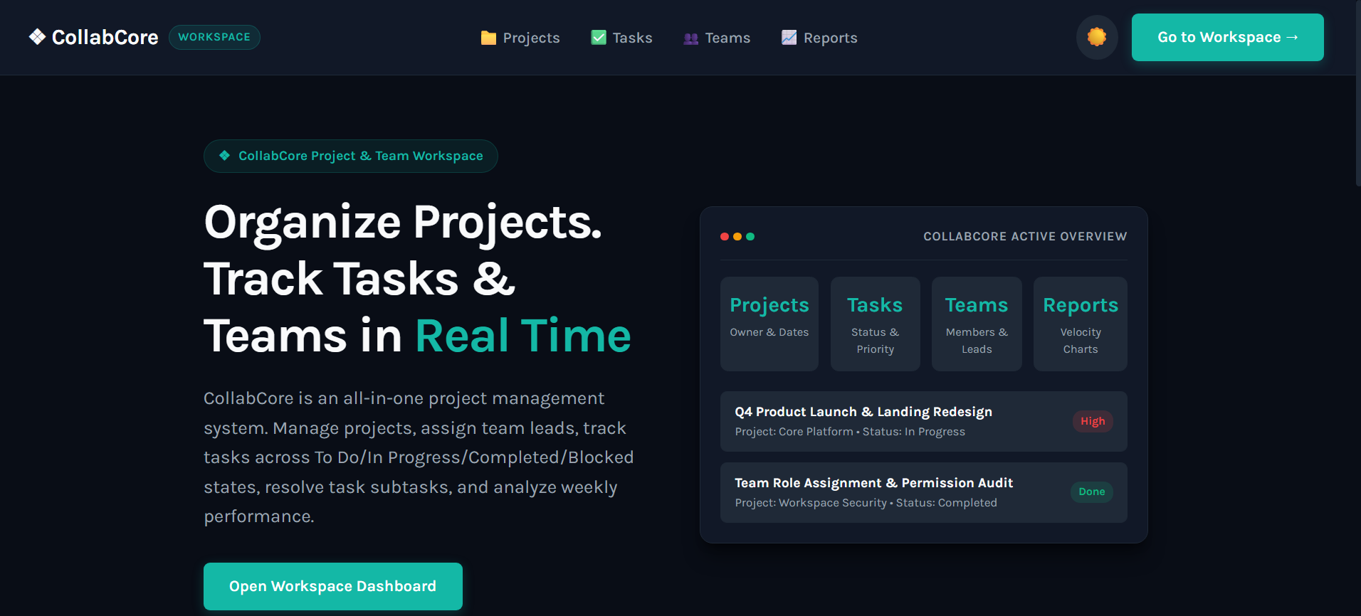 CollabCore Project Management Preview